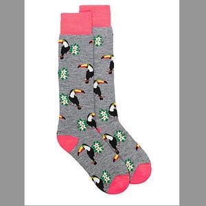 Gray jacquard toucans merino wool blend thermal socks made in Italy NWT